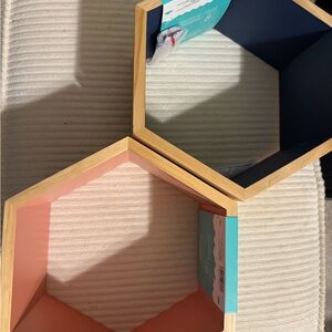Pillowfort brand Hexagonal Wall Shelves in Blue and Pink